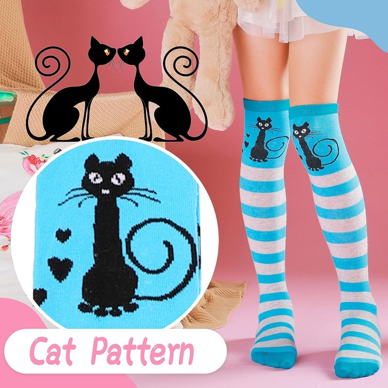 ANTSANG Kids Girls Knee High Socks Long Boot Crazy Silly Fun Gift Cute Tall Animal Socks for Child 6 Pairs - Image 3